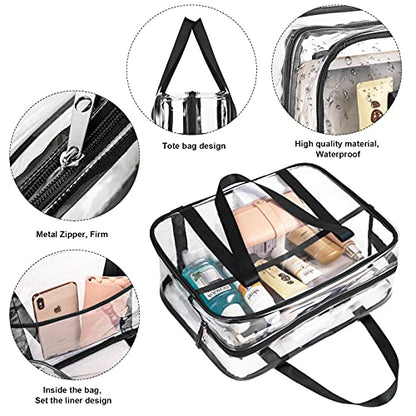 ONEGenug Clear Toiletry Bag Thick Transparent Cosmetic Bag Waterproof Makeup Artist Large Bag Diaper Case Luggage Organizer Storage Easy Clean Large