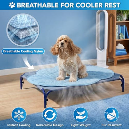 PetAmi Dog Cooling Mat, Cloud Shape, Pet Pad with Cooling Nylon & Soft Fleece, Q-Max > 0.4 Reversible All Season Blanket for Dogs & Cats, Small 30x40 in, Light Blue - color: Light Blue, size: Small