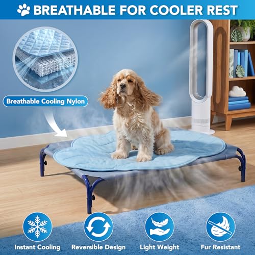 PetAmi Dog Cooling Mat, Cloud Shape, Pet Pad with Cooling Nylon & Soft Fleece, Q-Max > 0.4 Reversible All Season Blanket for Dogs & Cats, Medium 38x48 in, Light Blue - color: Light Blue, size: Medium