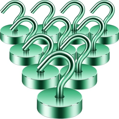 Neosmuk Magnetic Hooks, Cruise Ship Essentials, 40lb+ Heavy Duty Magnetic Hooks for Cruise Cabins, Refrigerator, Grill, Hanging, and Travel | Extra Strong Must-Haves Magnet Hook,Green,Pack of 10 - color: Green, size: 40lb Magnetic Hooks