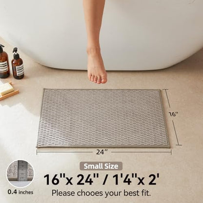 Triohero Bathroom Rugs Non Slip Washable, Super Absorbent Thin Bath Mat Small Quick Dry Low Pile Bathroom Rug, Beige 16"x24" - color: Beige, size: 16"x24"