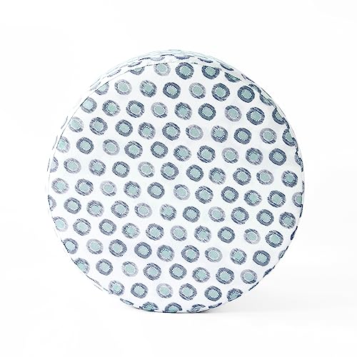 HomePop 19" Round Storage Ottoman - Green Medallion Ikat Print - color: Small Green Medallion Ikat Print