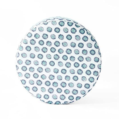 HomePop 19" Round Storage Ottoman - Green Medallion Ikat Print - color: Small Green Medallion Ikat Print