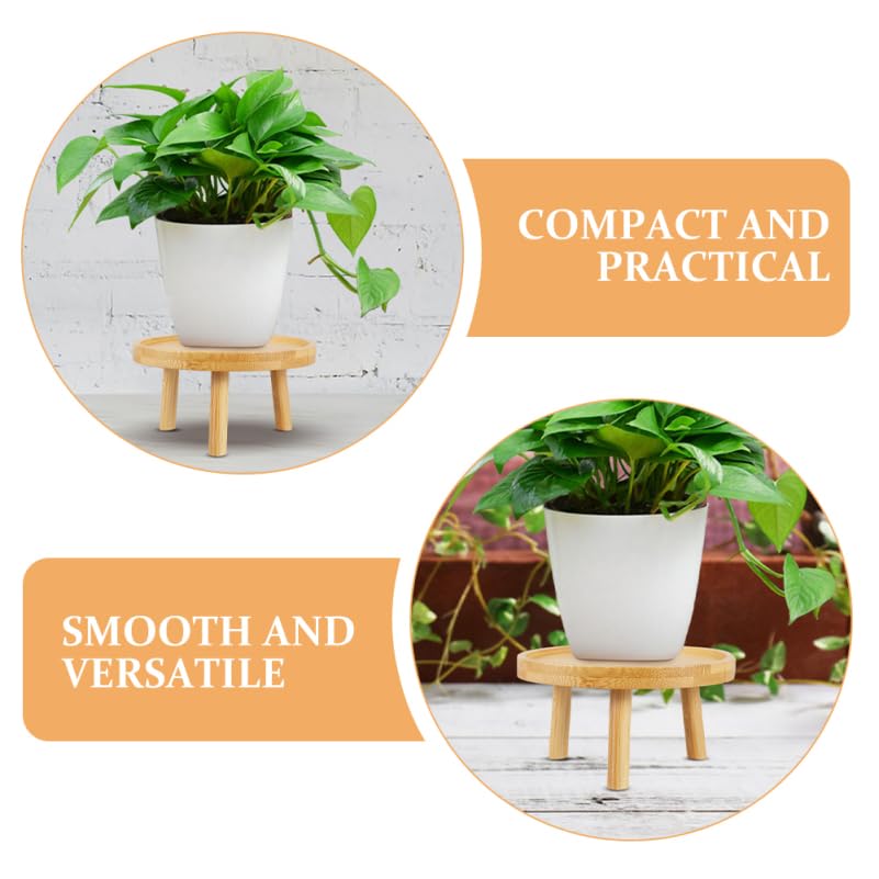 DOITOOL 5 Inch Small Indoor Plant Stand for Flower Pots Round Wooden Plant Stool Pedestal Succulent Holder Display Riser for Tabletops Living Rooms Bonsai and Home Decor