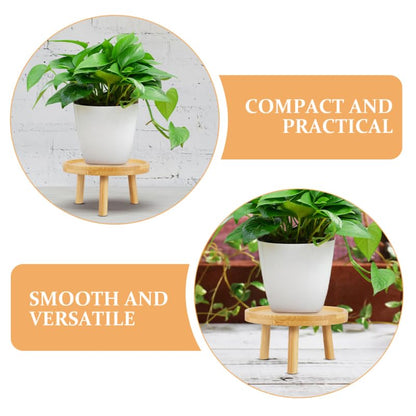 DOITOOL 5 Inch Small Indoor Plant Stand for Flower Pots Round Wooden Plant Stool Pedestal Succulent Holder Display Riser for Tabletops Living Rooms Bonsai and Home Decor