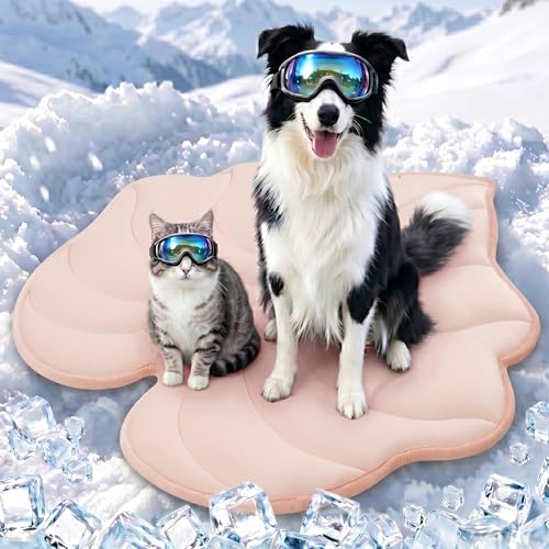 Vagascape Dog Cooling Mat, Washable Pet Cooling Mat, 35" x 33" Thick & Durable Large Cooling Mat for Dogs, Portable Foldable Premium Cooling Pad for Indoor, Outdoor, Travel, Camping, Patio and Beach - color: Light Pink, size: Medium