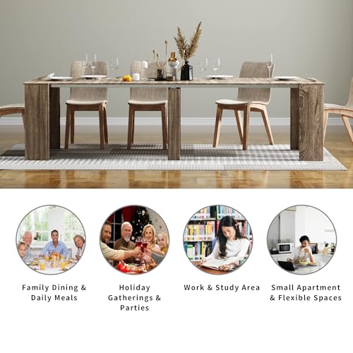 Extendable Dining Table, Transformer Extra Console Table for 1-12 People, Folding Space Saving Dining Room Table for Homes, Apartments, Oak - color: A2 Oak