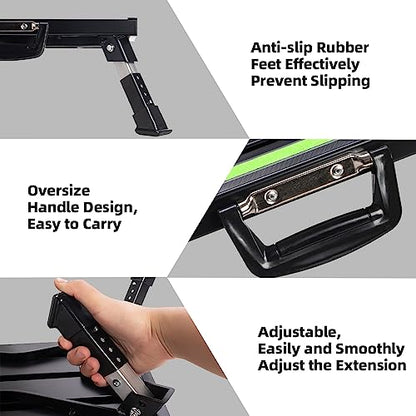Homeon Wheels RV Step Stool, Adjustable Height Folding Aluminum Platform, Non-Slip Rubber Feet, Reflective Stripe, Handle, RV T Level, 1000 lbs, 16.5" x 12.2", for Trailer, Truck, Outdoor Use, Black - color: Black