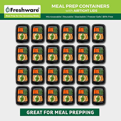 Freshware Meal Prep Containers [50 Pack] 1 Compartment with Lids, Food Storage Containers, Bento Box, BPA Free, Stackable, Microwave/Dishwasher/Freezer Safe (28 oz) - size: 28OZ-50PK