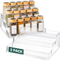 Oizeir Clear Spice Rack (2-Pack) - 3-Tier Acrylic Organizer for Cabinet - Deep Spice Shelf - 10.4 x 9.6 x 4 Inches - Holds Seasoning and Condiments - size: 2-Pack