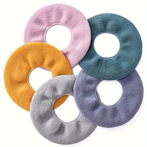 10 Pcs Bathroom Soft Thicker Warmer Stretchable Washable Cloth Toilet Seat Cover Pads (5 colors, 2 of each) - color: 5color*2