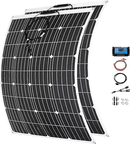 800 Watt Solar Panel Kit, 2 × 400 Watt Flexible Solar Power Panel Photovoltaic Module with 40A Solar Charge Controller Monocrystalline Solar Panel for Camping Off Grid Battery Charging Boat - color: B 800 Watt