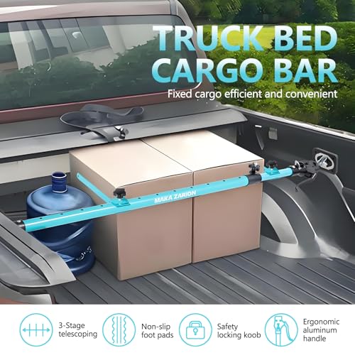 Adjustable Cargo Bar, Truck Bed Divider from 40 to 78.7 in with 200LB Bearing Capacity, Cargo Bar for Pickup, Truck Bed Organizer Cargo Bars for SUV, Trailer, Van, Come with 2 Divider, 1 Cargo Net - size: 40-78.7 inches blue