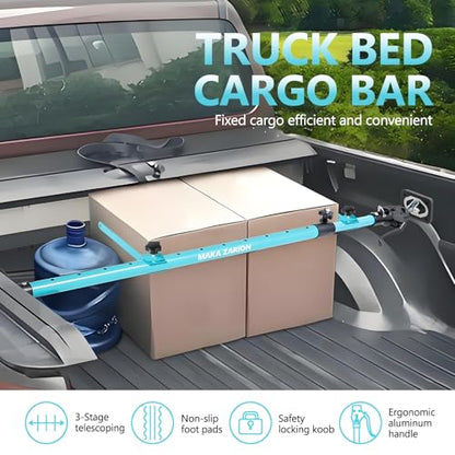 Adjustable Cargo Bar, Truck Bed Divider from 40 to 78.7 in with 200LB Bearing Capacity, Cargo Bar for Pickup, Truck Bed Organizer Cargo Bars for SUV, Trailer, Van, Come with 2 Divider, 1 Cargo Net - size: 40-78.7 inches blue