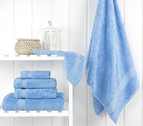 Cotton Paradise 6 Piece Towel Set 100% Cotton Soft Absorbent Turkish Towels for Bathroom, 2 Bath Towels 2 Hand Towels 2 Washcloths, Sky Blue Towel Set - color: Sky Blue