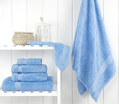 Cotton Paradise 6 Piece Towel Set 100% Cotton Soft Absorbent Turkish Towels for Bathroom, 2 Bath Towels 2 Hand Towels 2 Washcloths, Sky Blue Towel Set - color: Sky Blue