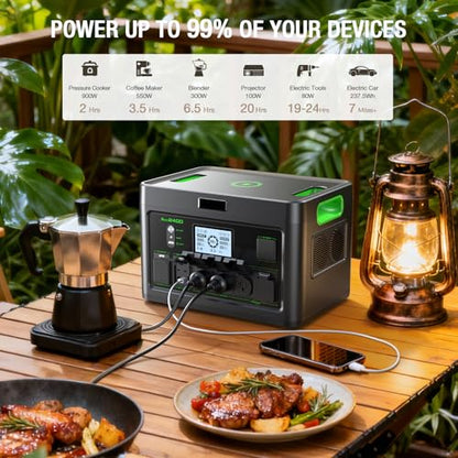 Portable Power Station 2400W (Peak 4800W), 1843.2Wh LiFePO4 Solar Generator, 12 Outlets with 100W USB-C PD Fast Charging, Pure Sine Wave AC for Home Backup, RV Camping, Emergency & Off-Grid Living - color: Sliver
