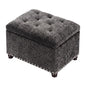 Joveco Storage Ottoman Bench, Rectangle 24" Velvet Foot Rest Stool Square Footstool for Living Room, Bedroom, Charcoal Grey - color: Charcoal Grey