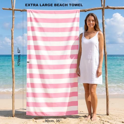Your Choice Microfiber Beach Towel, Sand-Free Quick Dry Travel Towel, Oversized Compact Lightweight Recycled Towel for Pool Camping(67"x35"/60"x30") - color: C-malibu Pink, size: Extra Large(67x35")