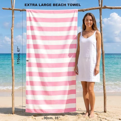 Your Choice Microfiber Beach Towel, Sand-Free Quick Dry Travel Towel, Oversized Compact Lightweight Recycled Towel for Pool Camping(67"x35"/60"x30") - color: C-malibu Pink, size: Extra Large(67x35")