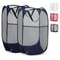 Handy Laundry Collapsible Mesh Pop Up Laundry Hamper 2-Pack – Large Foldable Laundry Basket with Side Pocket, Breathable & Durable, Space-Saving for Clothes, Toys, Travel, Dorm, Bedroom, Blue - color: Blue, 2-PACK