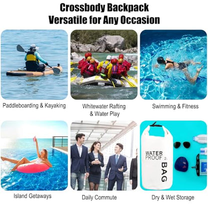 Waterproof Dry Bag 2L, Lightweight Roll-Top Sack for Kayaking Swimming Camping and Beach, Compact & Water-Resistant Outdoor Essential (White) - color: White