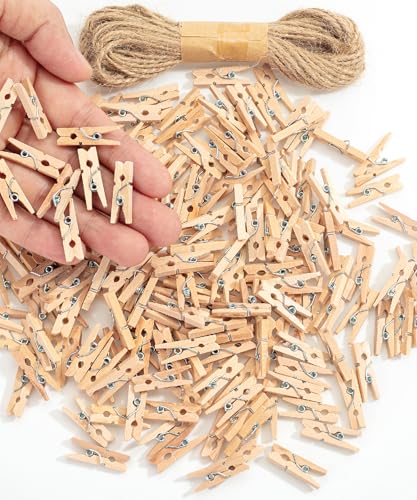Mr. Pen- Wooden Clothes Pins for Craft, Natural Wood, 200 pcs, 1 Inch | Mini Clothes Pins for Hanging Pictures, Small Clothes Pins Wood, Clothing Pins, Mini Clothespins for Photos - color: Wood, size: 1 inch, 200 pcs