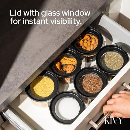 KIVY Airtight Glass Jars with Lids & Labels [3x 40oz] Stackable Glass storage jars with airtight lids - Glass Jars with airtight lid - Food Glass canisters with air tight lids - Pantry containers - size: 40oz * 3