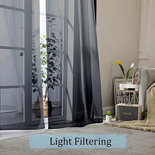 OWENIE Black Sheer Curtains, Sheer Curtains 84 inch Length 2 Panels Set, Rod Pocket Voile Fimly Sheer Drapes for Living Room/Bedroom, 2pcs, Each 42" W x 84" L, Black - color: Black, size: 42"W x 84"L (Pack of 2)
