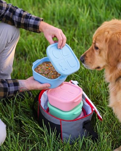 2ME Odor Sealed Silicone Pet Wet Food Containers（3-Pack, 22oz）- Airtight Storage Boxes for Homemade Dog Cat Food & Canned Food Portioning - Freezer Microwave Dishwasher Safe with Stainless Steel Scoop - size: 22oz Pack of 3