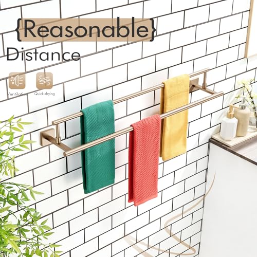 KOKOSIRI Towel Bars 32-Inch Bathroom Towel Holder Champagne Bronze Double Bath Towel Racks Wall Mounted Stainless Steel B5009CPG-L32 - color: Champagne Bronze, size: 32-Inch