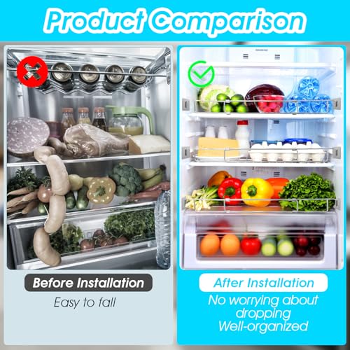 6 Pcs RV Refrigerator Bars, 12.99"-22.83" Adjustable Fridge Tension Rod Stainless Steel Camper Bar to Hold Food Drinks in Place Prevent Messy Spills During Travel for Kitchen Cupboard Bookshelf