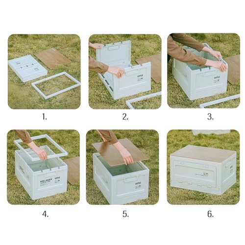 Foldable Closet Box Car Storage Container Camping Folding Storage Box Wood Lid Camping Storage Bin - color: Blue-27L