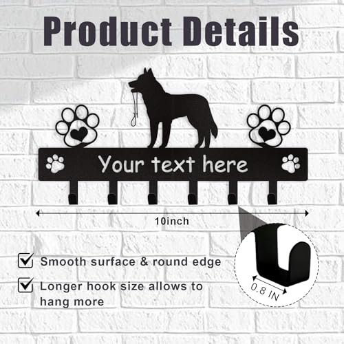 Custom Metal Key Rack Wall Mount with Name, Key Hooks and Dog Leash Holder for Entryway Doorway - color: 02 Dog