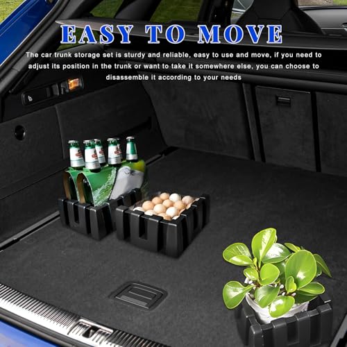 4 PCS Multipurpose Cargo Organizer Blocks, Plastic Trunk Storage Organizer Blocks for Felt Carpet, Space Saving Cargo Trunk Divider Adjustable Blocks for Truck SUV Van