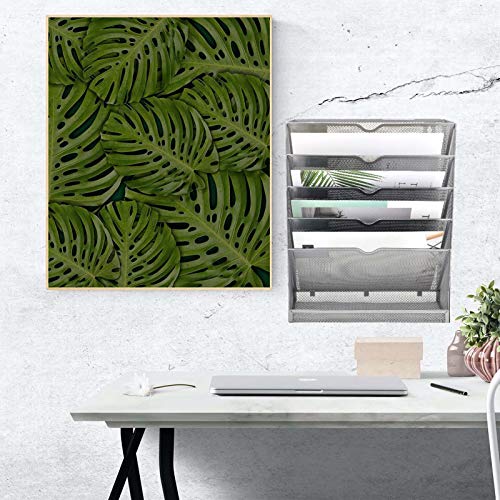EASEPRES Mesh Wall File Organizer 6 Tier Vertical Mount Hanging Holder Magazine Rack with Bottom Flat Tray, Sides Closed, Silver - color: Silver, size: 6 Tier Upgrade