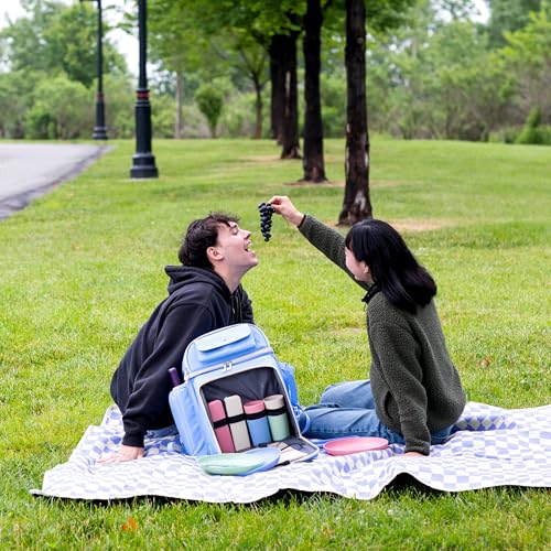 J World Picnic Backpack Cooler for 4. Insulated Picnic Basket Set with Folding Waterproof Blanket. Beach Camping Wedding Engagement Gift for Couples, Green - color: Green
