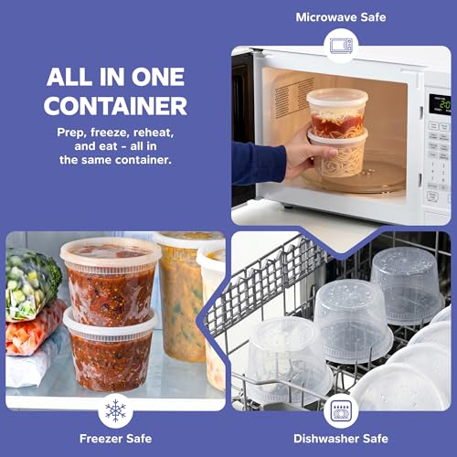 GUSTO [48 Sets 16 oz. Plastic Deli Disposable Food Storage Containers With Airtight Lids (Formerly Comfy Package) - size: 16 oz