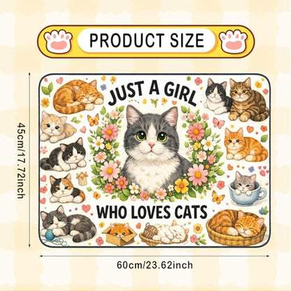 Nuxovilar Pet Dog Supplies Food Mat Floral Cat-Themed Polyester (23.62×17.71 inches) Bowl Water Spill Pad Feeding Gear for Home, Living Room, Pet Station - color: YE06002