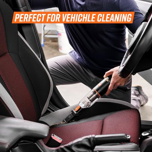 Armor All AA07V2 0901 Cordless Car Vacuum Handheld Mini Vacuum Cleaner for Car Interior Home, Orange - style: Cordless