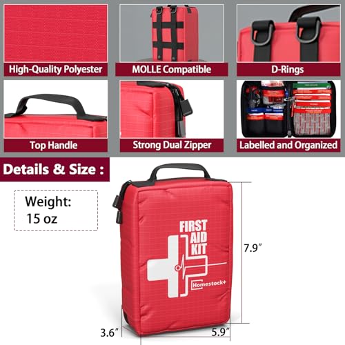 Small First aid Kits,Travel First Aid Kit with Labelled Compartments Molle System Compact Medical Kit for Car, Hiking, Backpacking, Camping, and Cycling - size: Small