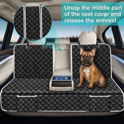 Dog Car Seat Cover Compatible with Ford Ranger/Maverick Hybrid XL XLT Lariat Limited Platinum 4Door Back Seat Accessories, Waterproof Truck Pet Bench Backseat Covers with Non-Slip Backing 2000-2026