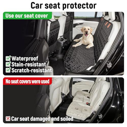 YJGF Dog Car Seat Cover for Back Seat,Back Seat Pet Cover for Dogs,Waterproof Scratchproof Rear Bench Seat Cover Protector (Black, L) - size: L