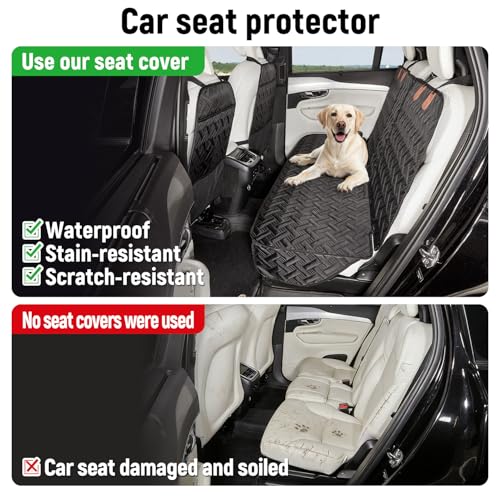 YJGF Dog Car Seat Cover for Back Seat Truck,Truck Back Seat Pet Cover for Dogs,Waterproof Scratchproof Rear Bench Seat Cover Protector (Black, XL) - size: XL