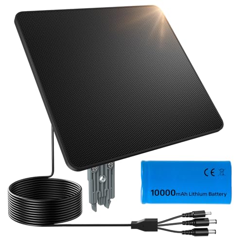 Trail Camera Solar Panel, KJK 6W Solar Battery Charger 12V/1.5A with 10000mAh Built-in Battery, IP67 Waterproof for Cellular & Wireless Hunting Cameras