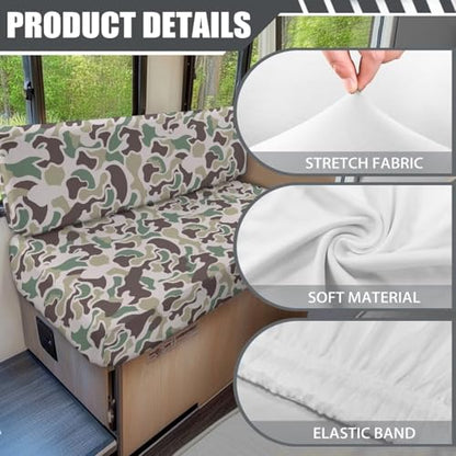 SEANATIVE Camouflage RV Dinette Cushion Covers Stretch Camper Cushion Cover Booth Seats Washable Sofa Furniture Protector Replacement Slipcovers for Travel Trailer Couch - color: Camouflage