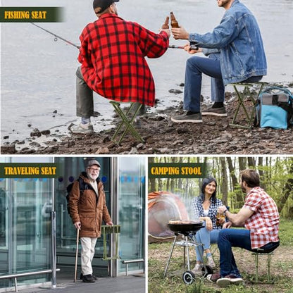 Menkxi 2 Pcs Folding Camping Stool Portable 17.8 Height Stool Lightweight Chair Foldable Camping Seat Hold up to 600 Lbs for Outdoor Walking Hiking Fishing Hunting Travel Gardening, Green