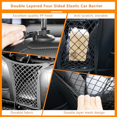 Dog Cars Barriers,Car Seat Storage Net, Motorcars Isolation Mesh, Easy to Install, Suitable for Cars SUV, Used for Safe Driving of Children & Pets, Dog Net Barrier of Car (Double-Layer)