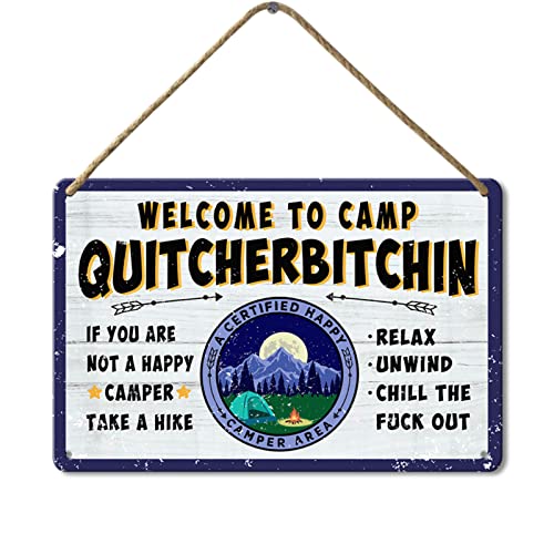 Welcome To Camp Quitcherbitchin Sign Camper Decor Camping Hanging Signs Rv Accessories For Inside Decorations Funny Travel Trailers Happy Gifts Wall Decor Gifts - color: Camper03
