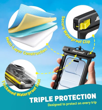 Hiearcool Waterproof Phone Pouch,Waterproof Phone Case for iPhone 17 16 15 14 13 Pro Max Plus up to 8.9",IPX8 Cellphone Dry Bag for Beach Cruise Travel Black&Olive Green-2Pack - color: Black&Olive Green